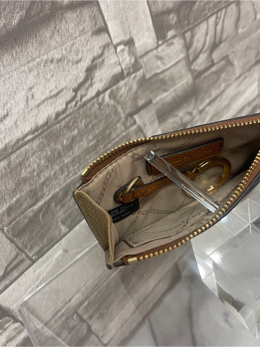 Michael Kors Marilyn Small Colorblock Satchel & Matching Card Case Camel - Picture 14 of 14